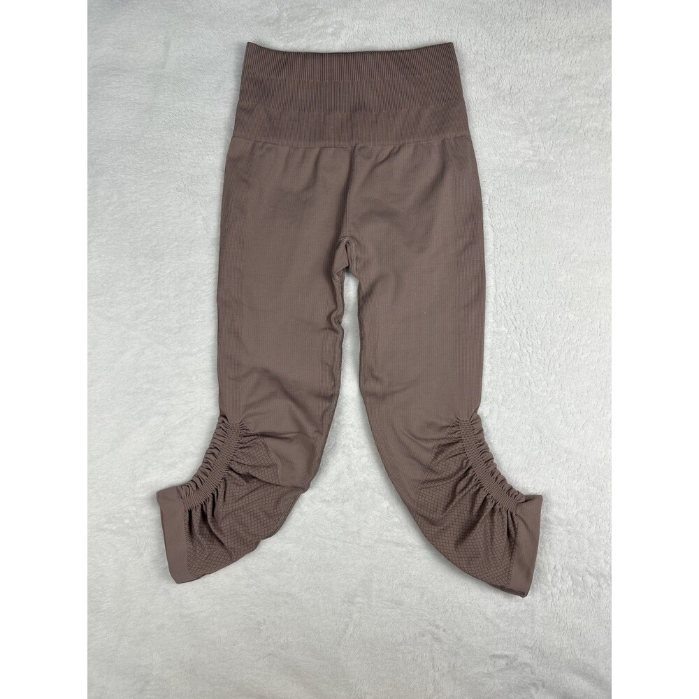 Lululemon Ebb To Street Crop 21" Leggings Women's Size 2 Misty Mauve Ruched Mesh